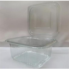 . Ételtároló doboz, egybefedeles, műanyag, szögletes, 500 ml, 100 db,  Party , víztiszta papírárú, csomagoló és tárolóeszköz