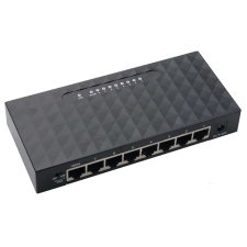  Ethernet switch, 8 portos hálózati elosztó, 8 x 10/100/1000 Mbps, fekete kábel és adapter