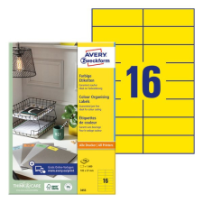 Etikett AVERY 3455 105x37mm univerzális sárga 1600 címke/doboz 100 ív/doboz etikett