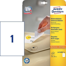  Etikett címke speciális L4735REV-25 visszaszedhető 210x297mm Avery etikett