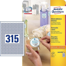  Etikett címke speciális L6019REV-25 visszaszedhető mini kör 10mm 25ív Avery etikett