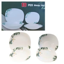  Étkészlet 19 részes szögletes Orchidea minta 222001 tányér és evőeszköz