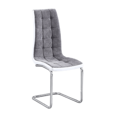  Étkezőszék, sötétszürke szövet/textilbőr fehér/króm, SALOMA NEW bútor