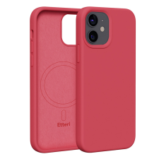 Etteri Silicone MagSafe-kompatibilis tok iPhone 12/12 Pro - málnapiros tok és táska