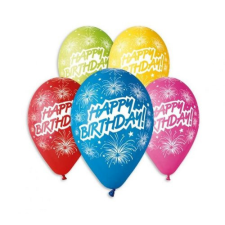 EU Happy Birthday Fireworks léggömb, lufi 5 db-os 12 inch (30 cm) party kellék