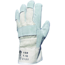 Euro Protection EP munkavédelmi bőrkesztyű, szürke marhahasíték/fehér vászon kézhát 10-es méret védőkesztyű