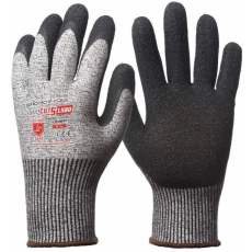 Euro Protection Kesztyű Eurocut 5 tenyerén krepp latex vágásbiztos fekete/szürke 10
