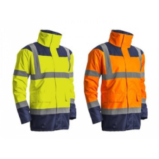 Euro Protection Védőkabát Keta jólláthatósági rejtett kapucni sárga/kék XL láthatósági ruházat