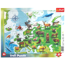 Európa térkép állatos puzzle gyerekeknek puzzle, kirakós