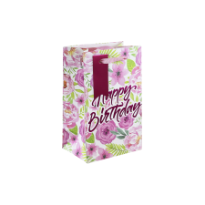 Eurowrap Ltd. Eurowrap ajándéktasak (12,7x20,3x9 cm) rózsaszirmos, Happy Birthday (4) ajándéktasak