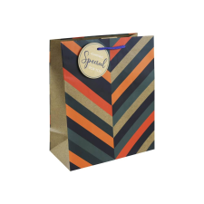 Eurowrap Ltd. Eurowrap ajándéktasak (26,5x33x14 cm) kék, narancs csíkos (5) ajándéktasak