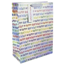 Eurowrap Ltd. Eurowrap ajándéktasak (33x45,5x15 cm) ezüst metál, Happy Birthday (4) ajándéktasak