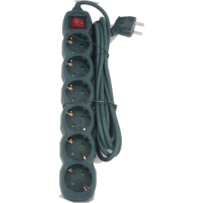 EverFlourish Hungary Kft. Asztali elosztó 6-os kapcsolóval, 5m, 3x1.5, zöld hosszabbító, elosztó