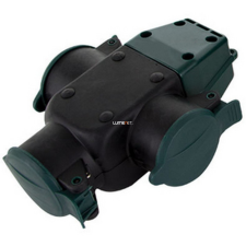 EverFlourish Hungary Kft. Hármas lengő csatlakozóaljzat, csapfedeles, fekete (16A) villanyszerelés