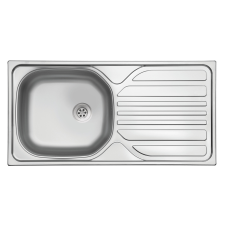 EVIDO BASIC rozsdamentes mosogató,egymedence csepegtetővel, natúr,  86x43,5  lefolyógarnitúra szifonnal mosogatótálca