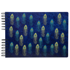 Exacompta fotóalbum (32x22cm, 50old, fekete lap, spirál, fekvő) kék, pávatollas fényképalbum