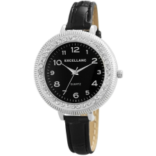  Excellanc női karóra, fekete szíjjal, strasszos karóra