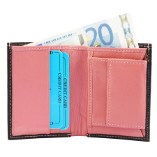Excellanc rózsaszín-fekete pénztárca valódi bőrből, 10x8 cm pénztárca