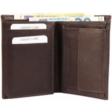  Excellanc uniszex pénztárca valódi bőrből, 12x9 cm, sötétbarna