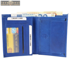 Excellanc uniszex pénztárca valódi bőrből, 12x9 cm, sötétkék II. pénztárca