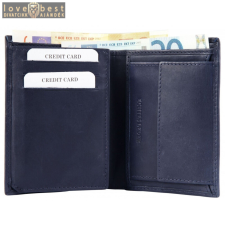 Excellanc uniszex pénztárca valódi bőrből, 12x9 cm, sötétkék III. pénztárca