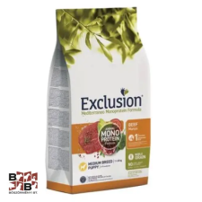  Exclusion Mediterraneo Monoprotein Puppy Beef Medium száraz kutyatáp 12 kg kutyaeledel