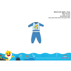 ExityKft. Baby Shark baba pizsama - jersey pamut pizsama - világoskék - 98