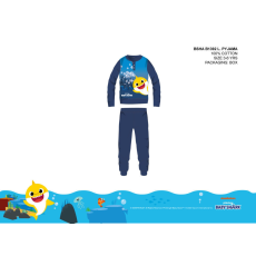 ExityKft. Baby Shark gyerek pizsama kisfiúknak - jersey pamut pizsama - sötétkék - 98