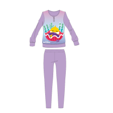 ExityKft. Baby Shark gyerek pizsama kislányoknak - jersey pamut pizsama - lila - 110 gyerek hálóing, pizsama