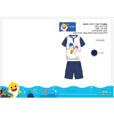 ExityKft. Baby Shark nyári rövid ujjú gyerek pizsama - pamut pizsama - sötétkék - 110