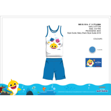 ExityKft. Baby Shark nyári ujjatlan gyerek pizsama - pamut pizsama - világoskék - 110 gyerek hálóing, pizsama