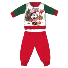 ExityKft. Disney Minnie egér téli vastag karácsonyi baba pizsama - pamut flanel pizsama - piros-zöld - 86