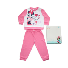 ExityKft. Hosszú vékony pamut baba pizsama - szivecskés Minnie egér - Jersey - rózsaszín - 98