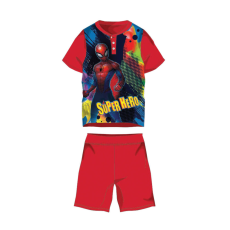 ExityKft. Nyári rövid ujjú gyerek pamut pizsama - Pókember - Super Hero felirattal - piros - 128