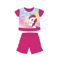 ExityKft. Unikornis nyári rövid ujjú baba pizsama - pamut jersey pizsama - pink - 92 gyerek hálóing, pizsama