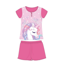 ExityKft. Unikornis nyári rövid ujjú gyerek pizsama - pamut jersey pizsama - rózsaszín - 122 gyerek hálóing, pizsama