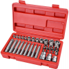  EXTOL PREMIUM BIT és dugókulcs klt. 35 db TORX, 1/4+8mm+10mm+12mm BIT-ek, 1/4+3/8 dugófejek, adapterek C.V. acél, műanyag dob