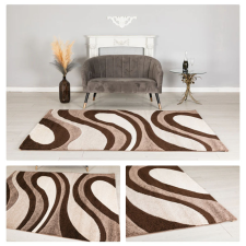  Eylül Kávé-Fehér Hullámos Mintázatú 160x220 Szőnyeg 01202D-KAHVE-VIZON-160220 lakástextília