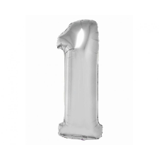 Ezüst 1-es Silver szám fólia lufi 76 cm party kellék