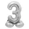  Ezüst 3-as Silver szám fólia lufi talppal 72 cm