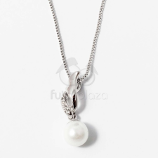  Ezüst bevonatos gyöngy medálos nyaklánc fehér jwr-1291 nyaklánc