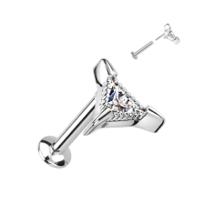  Ezüst Cirkónia Kövekkel Díszített 316L Orvosi Acél Egyenesszárú Labret Piercing egyéb ékszer