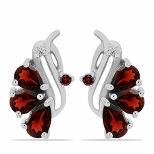  Ezüst Fülbevaló Barton Gránáttal és Fehér Topázzal, Y60900 fülbevaló