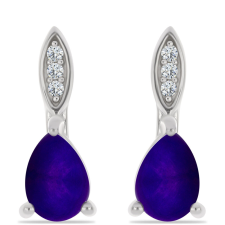  Ezüst Fülbevaló Bíbor Jádéval és Fehér Topázzal, Y59762 fülbevaló