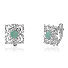  Ezüst Fülbevaló Brazil Smaragddal és Fehér Topázzal fülbevaló