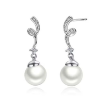  Ezüst fülbevaló gyönggyel, vintage stílusban fülbevaló