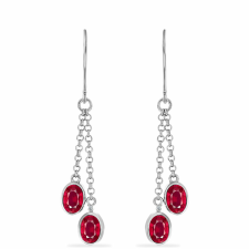  Ezüst Fülbevaló Madagaszkári Rubinnal és Fehér Gyémánttal, Y58495 fülbevaló