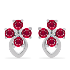  Ezüst Fülbevaló Madagaszkári Rubinnal és Fehér Topázzal, Y62161 fülbevaló