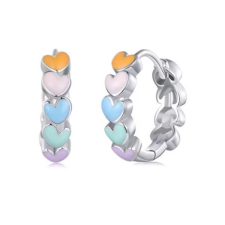  Ezüst fülbevaló, színes szívekkel fülbevaló