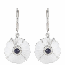  Ezüst Fülbevaló Thai Zafírral és Kristály Kvarccal, PCY11568 fülbevaló